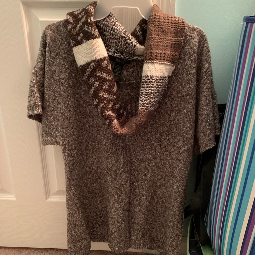 Patterned Cowl Neck Sweater